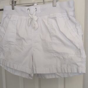 Calvin Klein White Cargo Shorts with Elastic Waistband